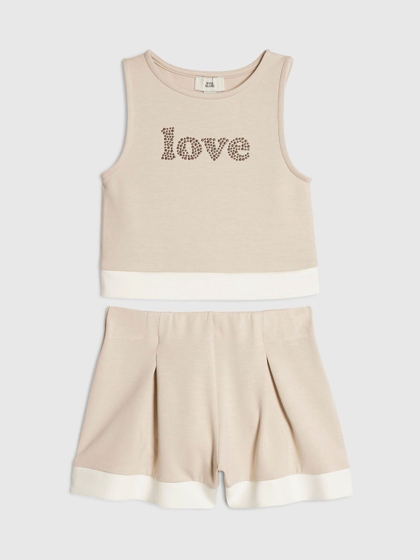 Dsiney Kidz - River Island Cream Premium Clean Contrast Tank Top & Shorts Set image 1