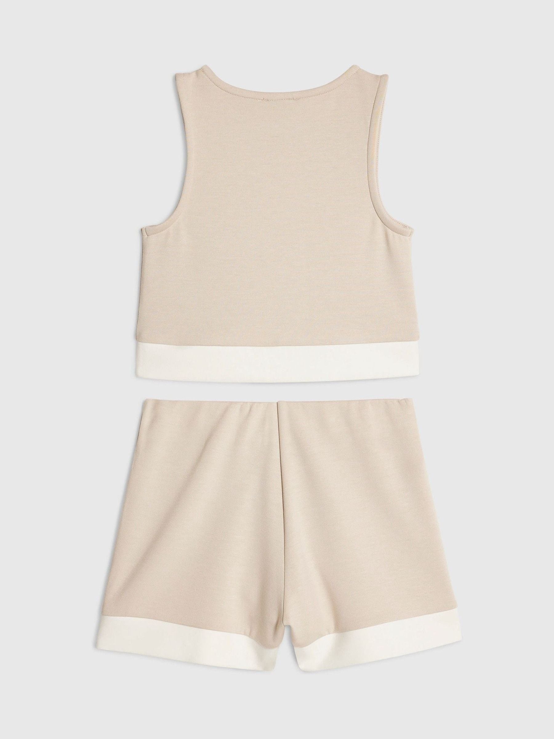Dsiney Kidz - River Island Cream Premium Clean Contrast Tank Top & Shorts Set image 2