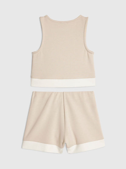 Dsiney Kidz - River Island Cream Premium Clean Contrast Tank Top & Shorts Set image 2