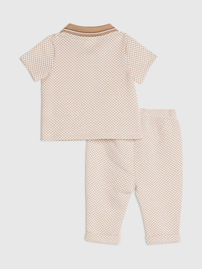 Dsiney Kidz - River Island Brown Jacquard Polo & Joggers Set image 2