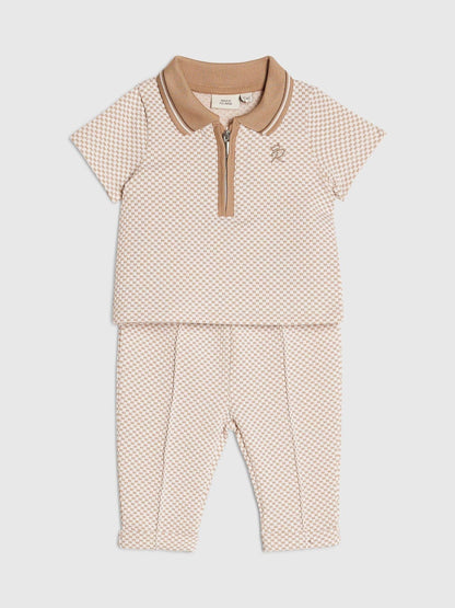 Dsiney Kidz - River Island Brown Jacquard Polo & Joggers Set image 3