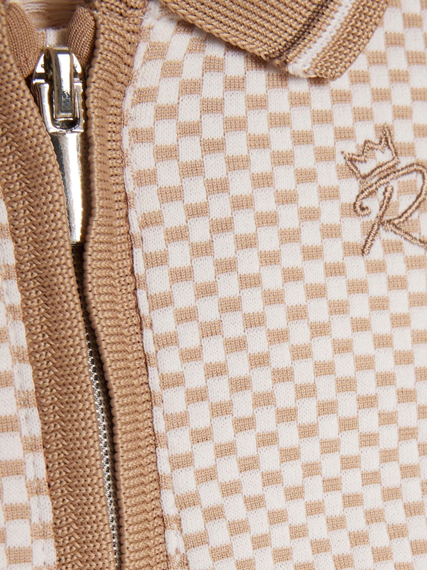 River Island Brown Jacquard Polo & Joggers Set image 4