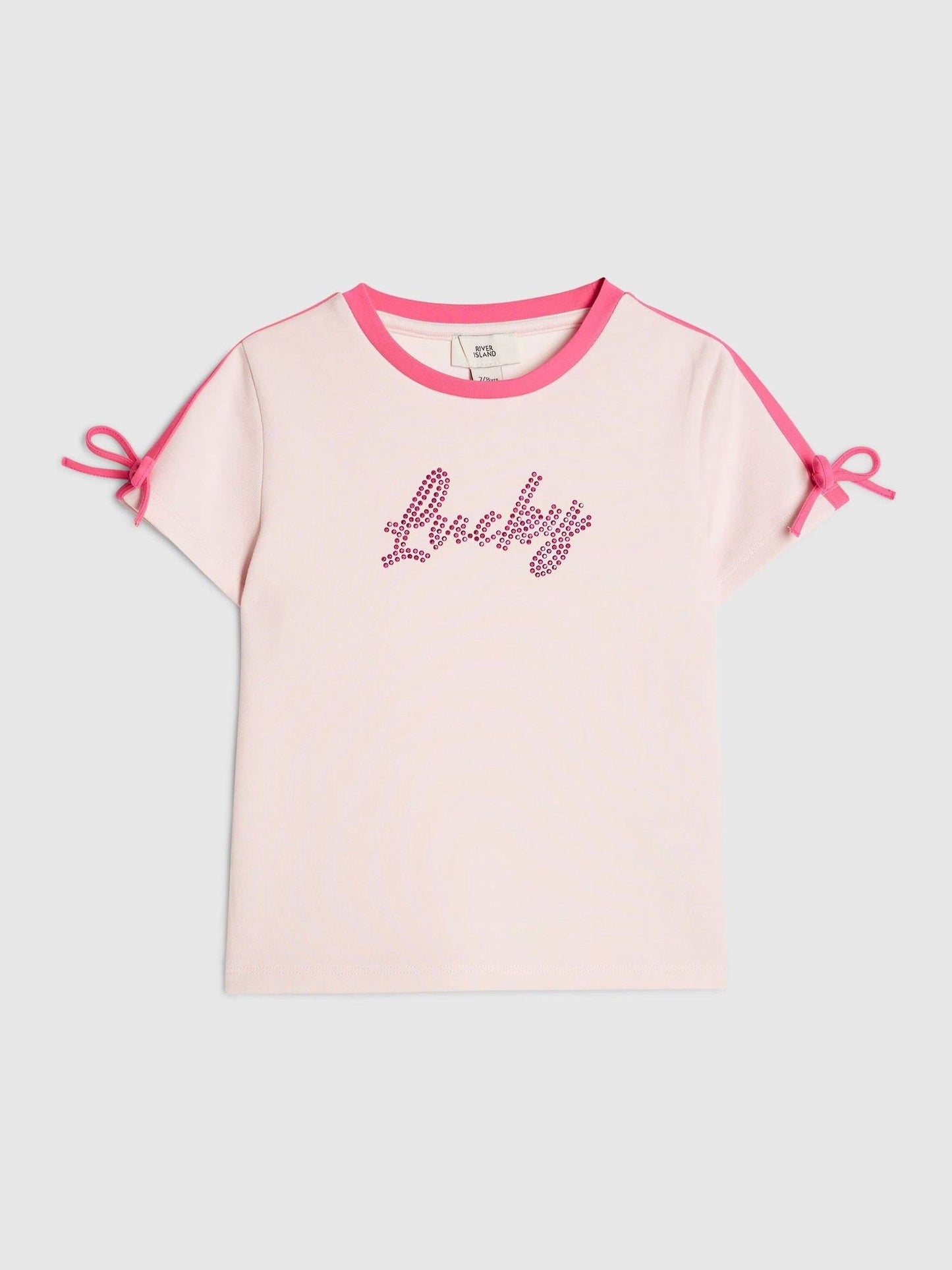 Dsiney Kidz - River Island Pink Premium Clean Bow Baby T-Shirt image 1