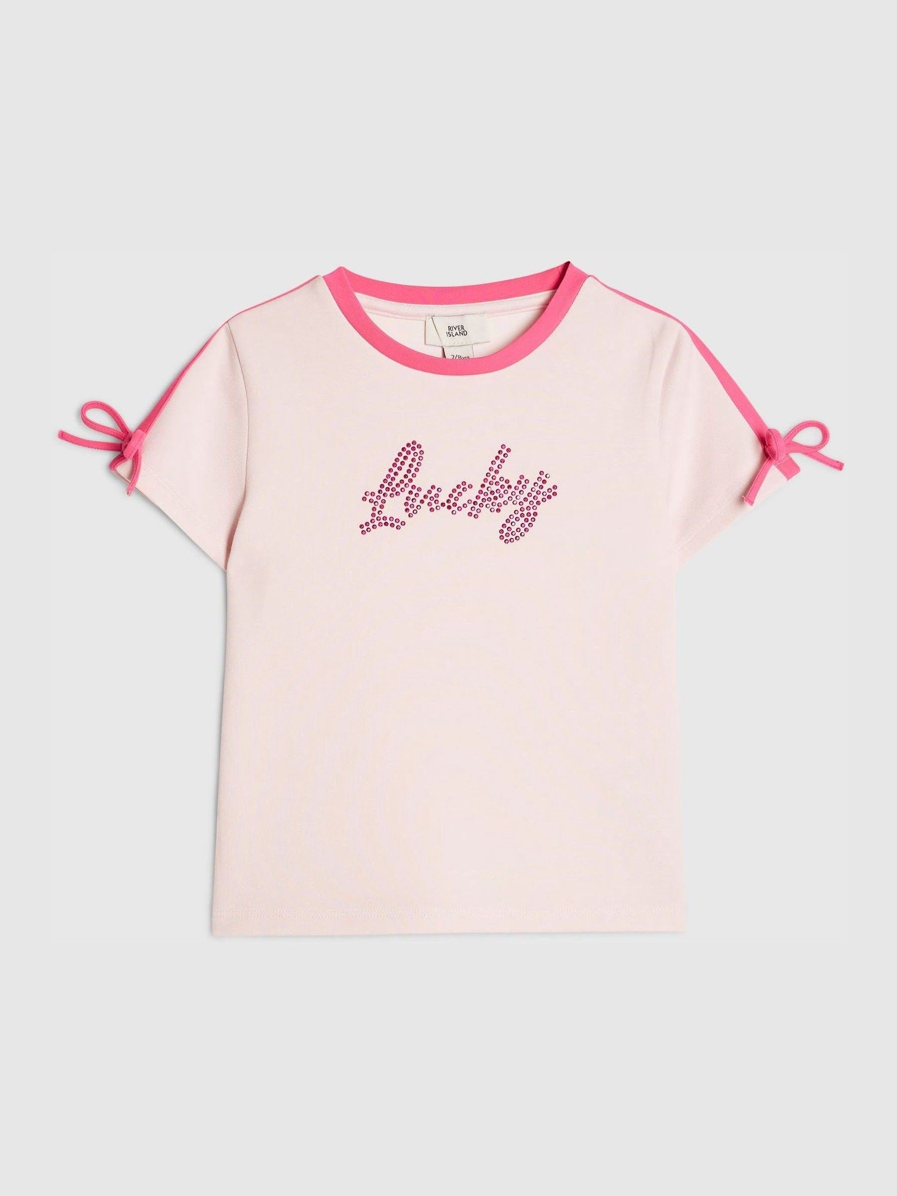 Dsiney Kidz - River Island Pink Premium Clean Bow Baby T-Shirt image 1