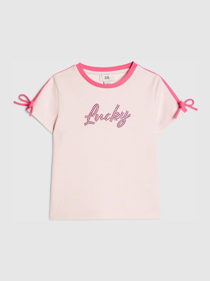 Dsiney Kidz - River Island Pink Premium Clean Bow Baby T-Shirt image 1