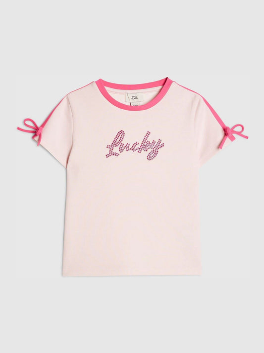 Dsiney Kidz - River Island Pink Premium Clean Bow Baby T-Shirt image 1