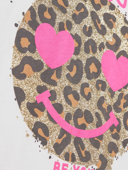 Dsiney Kidz - River Island White Leopard Smiley T-Shirt image 3