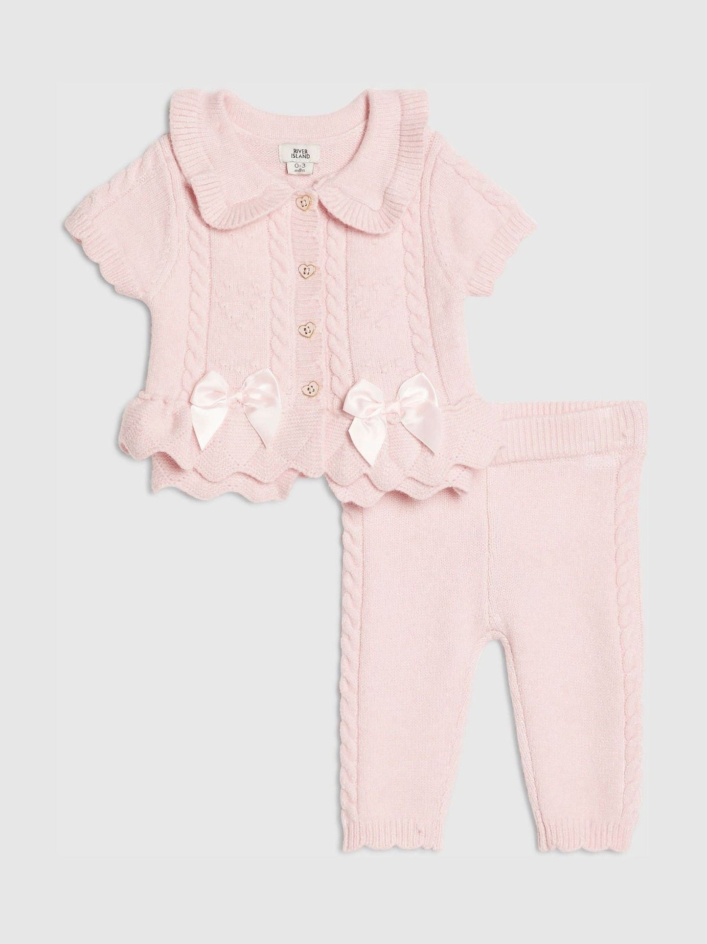 Dsiney Kidz - River Island Pink Peplum Cardigan & Leggings Set image 1