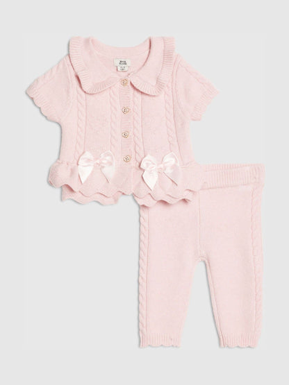 Dsiney Kidz - River Island Pink Peplum Cardigan & Leggings Set image 1