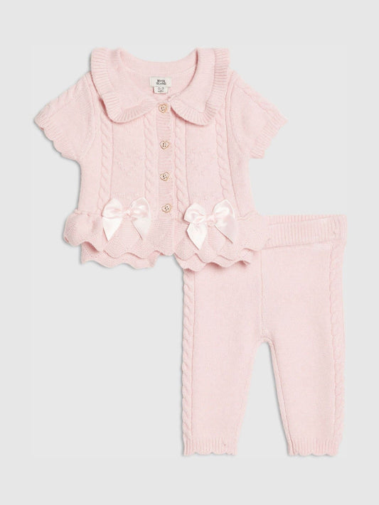 Dsiney Kidz - River Island Pink Peplum Cardigan & Leggings Set image 1