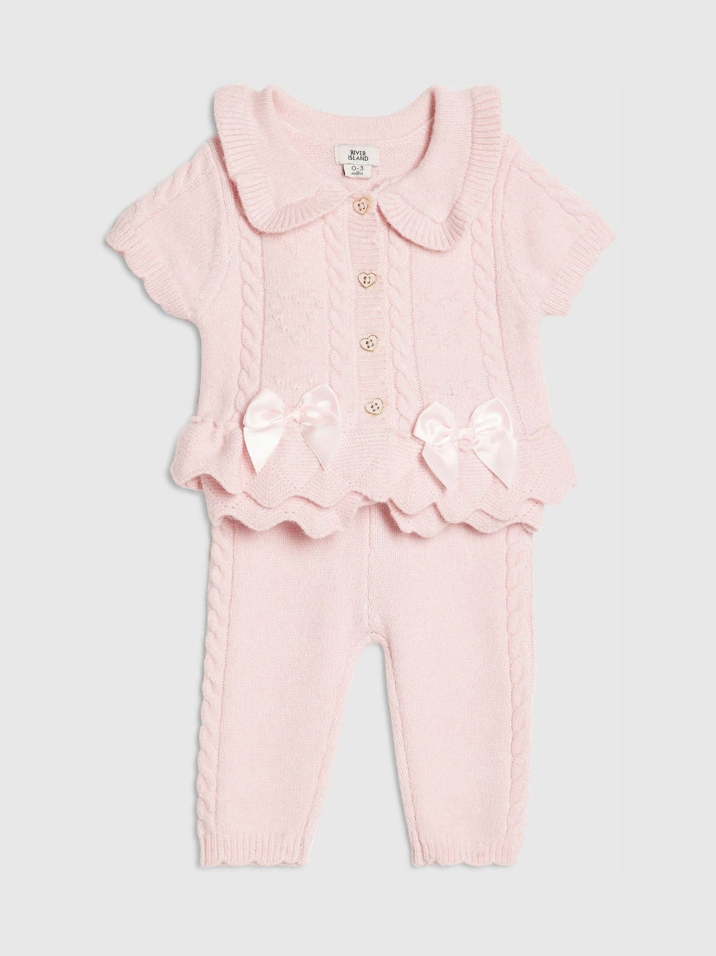 Dsiney Kidz - River Island Pink Peplum Cardigan & Leggings Set image 3