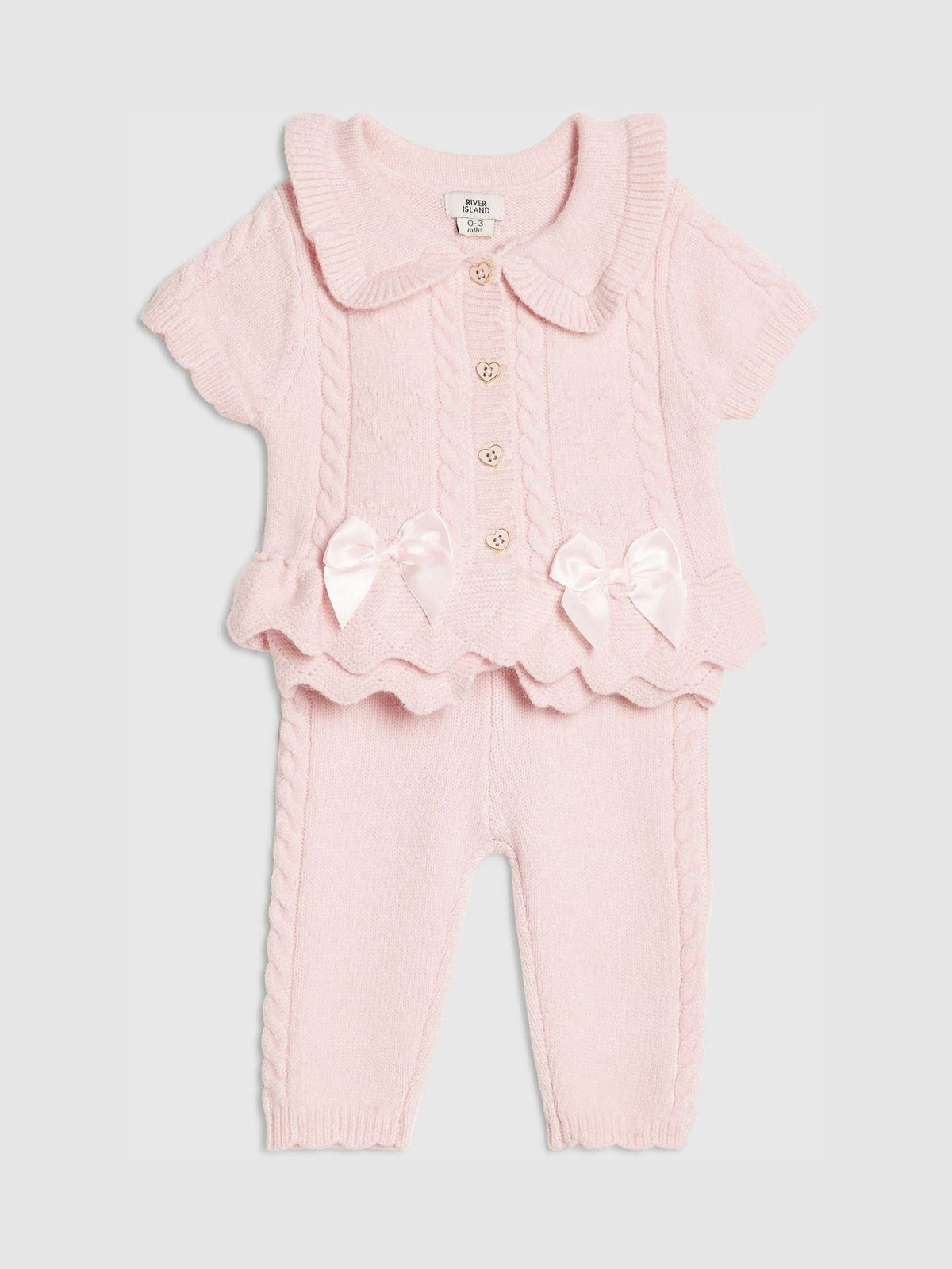 Dsiney Kidz - River Island Pink Peplum Cardigan & Leggings Set image 3
