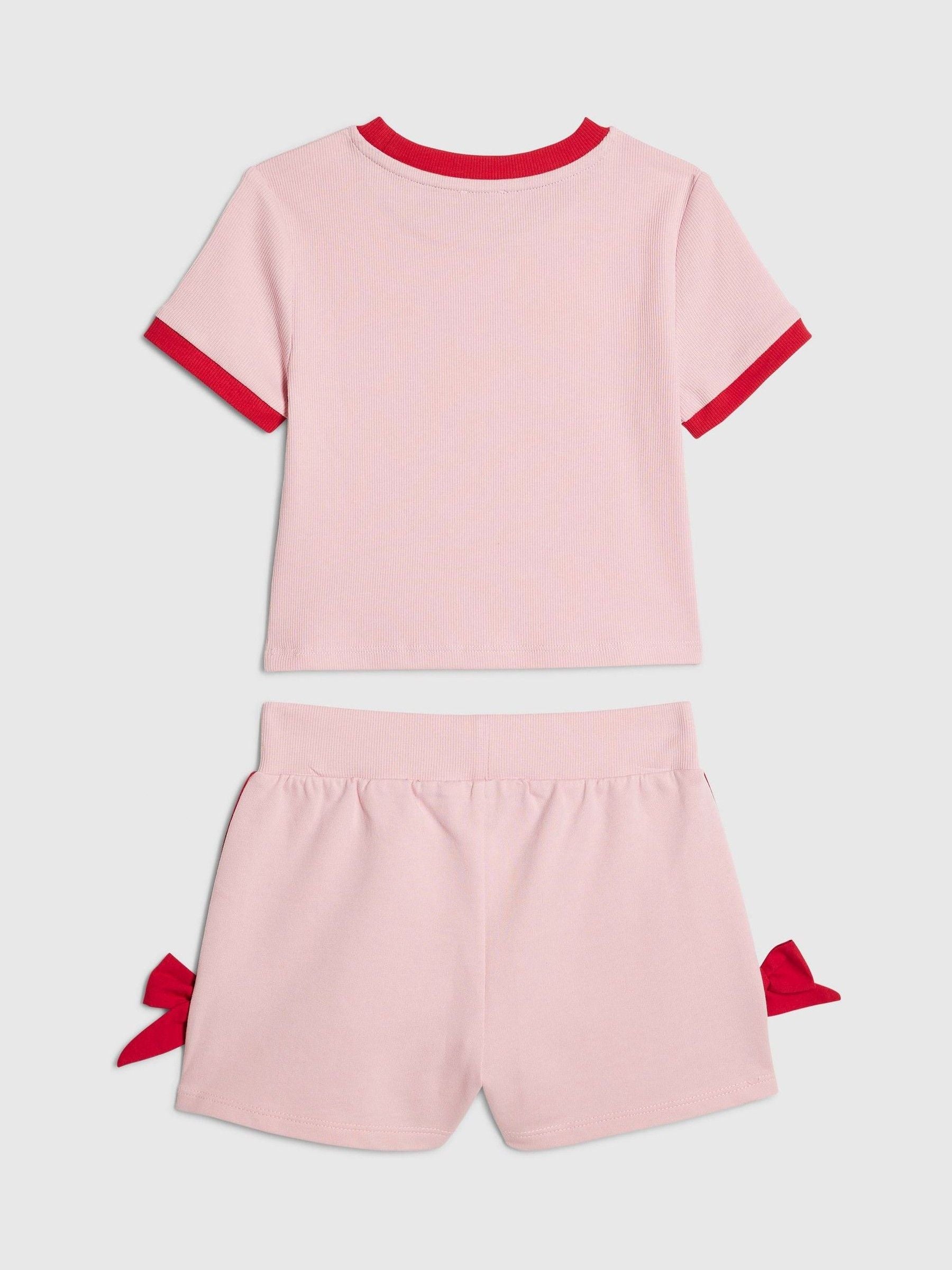 Dsiney Kidz - River Island Pink Lace Number Top & Runner Shorts Set image 2