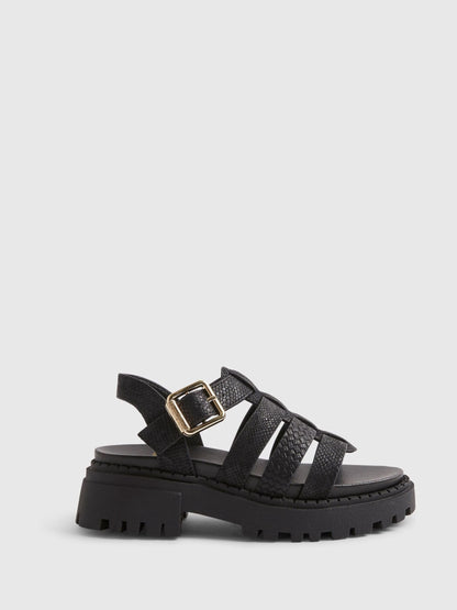 River Island Black Gladiator Heeled Sandals image 1