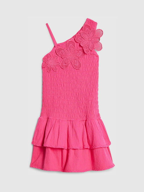 Dsiney Kidz - River Island Pink Asymmetric Crochet Flower Dress image 1