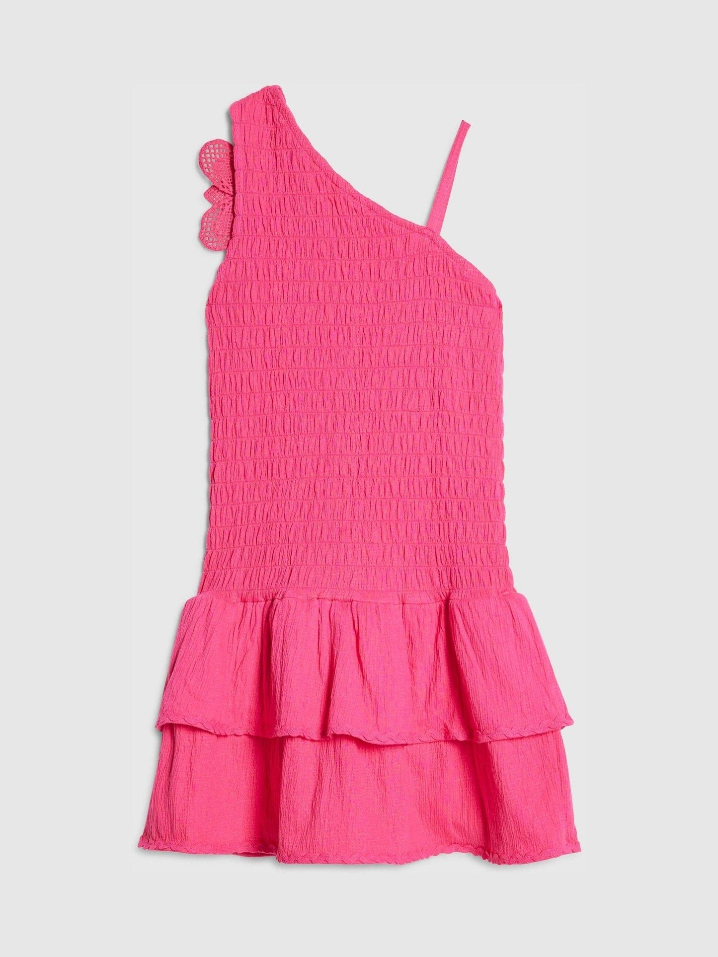River Island Pink Asymmetric Crochet Flower Dress image 2