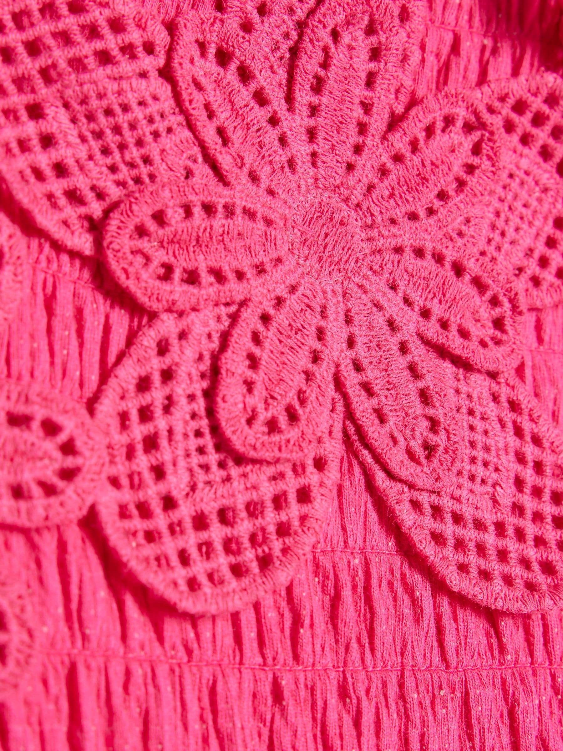 River Island Pink Asymmetric Crochet Flower Dress image 3