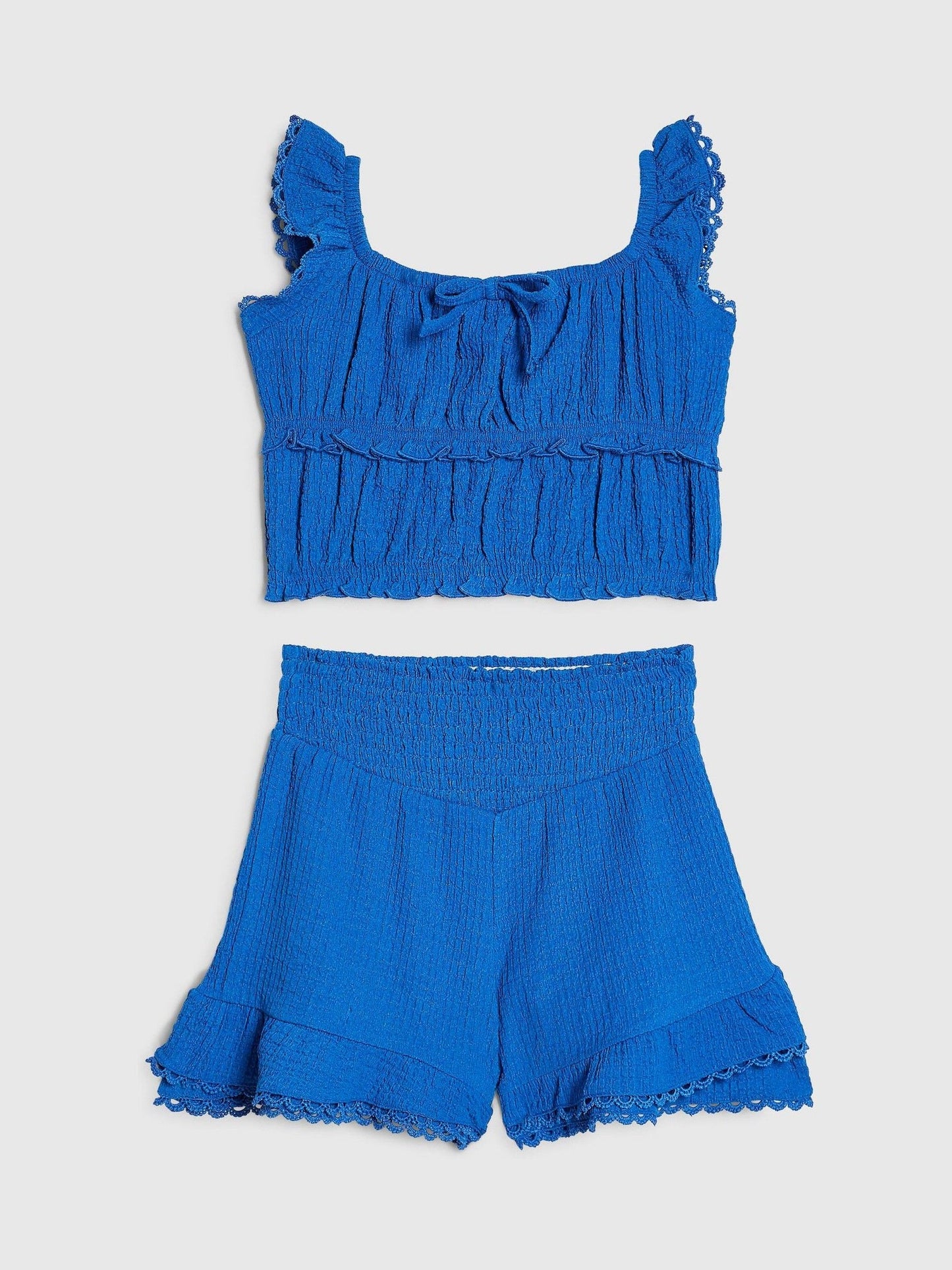 Dsiney Kidz - River Island Blue Frill Shirred Top & Shorts Set image 1