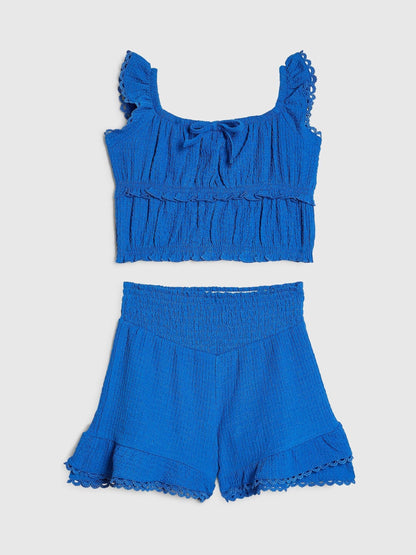 Dsiney Kidz - River Island Blue Frill Shirred Top & Shorts Set image 1