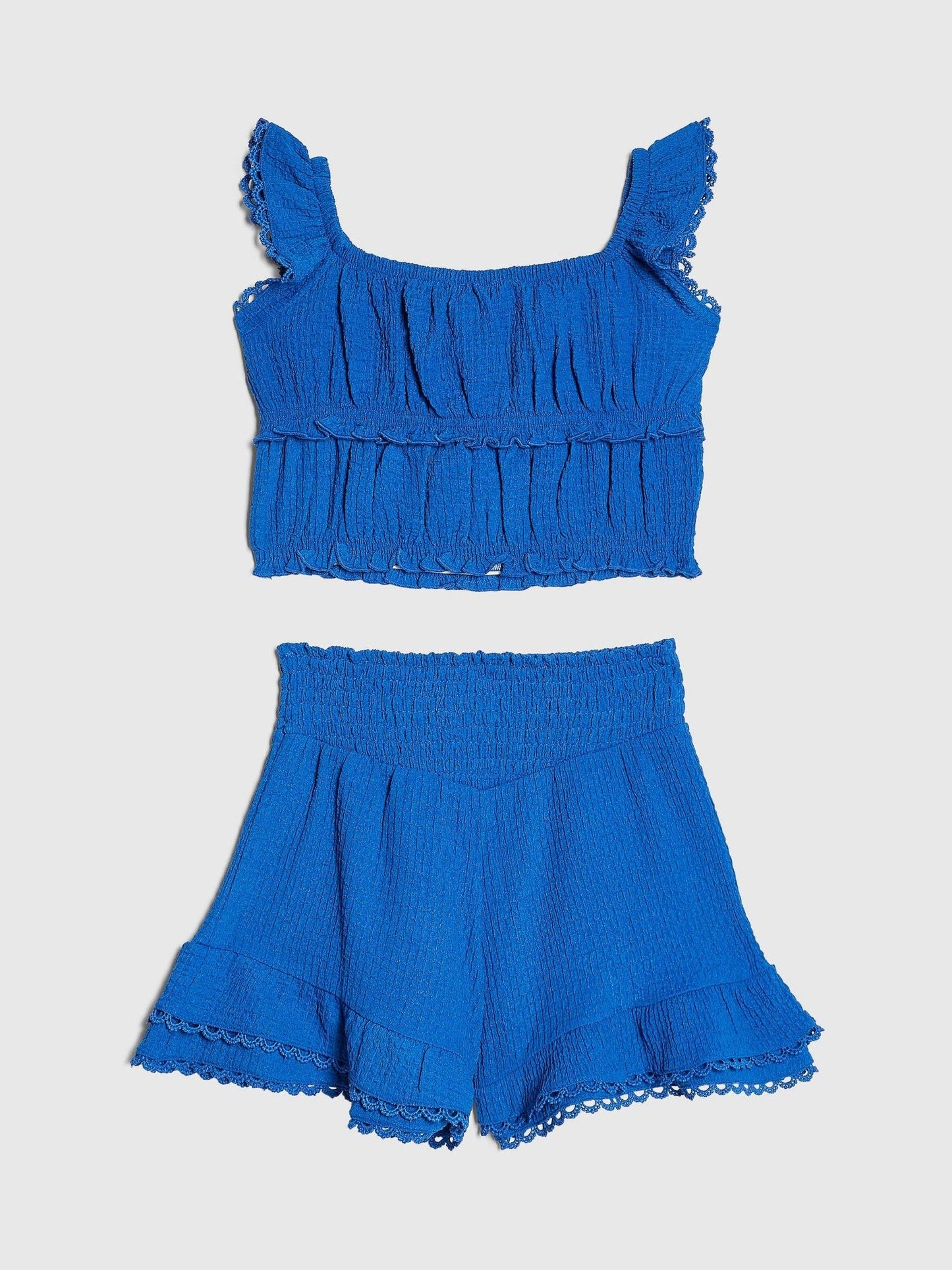 Dsiney Kidz - River Island Blue Frill Shirred Top & Shorts Set image 2