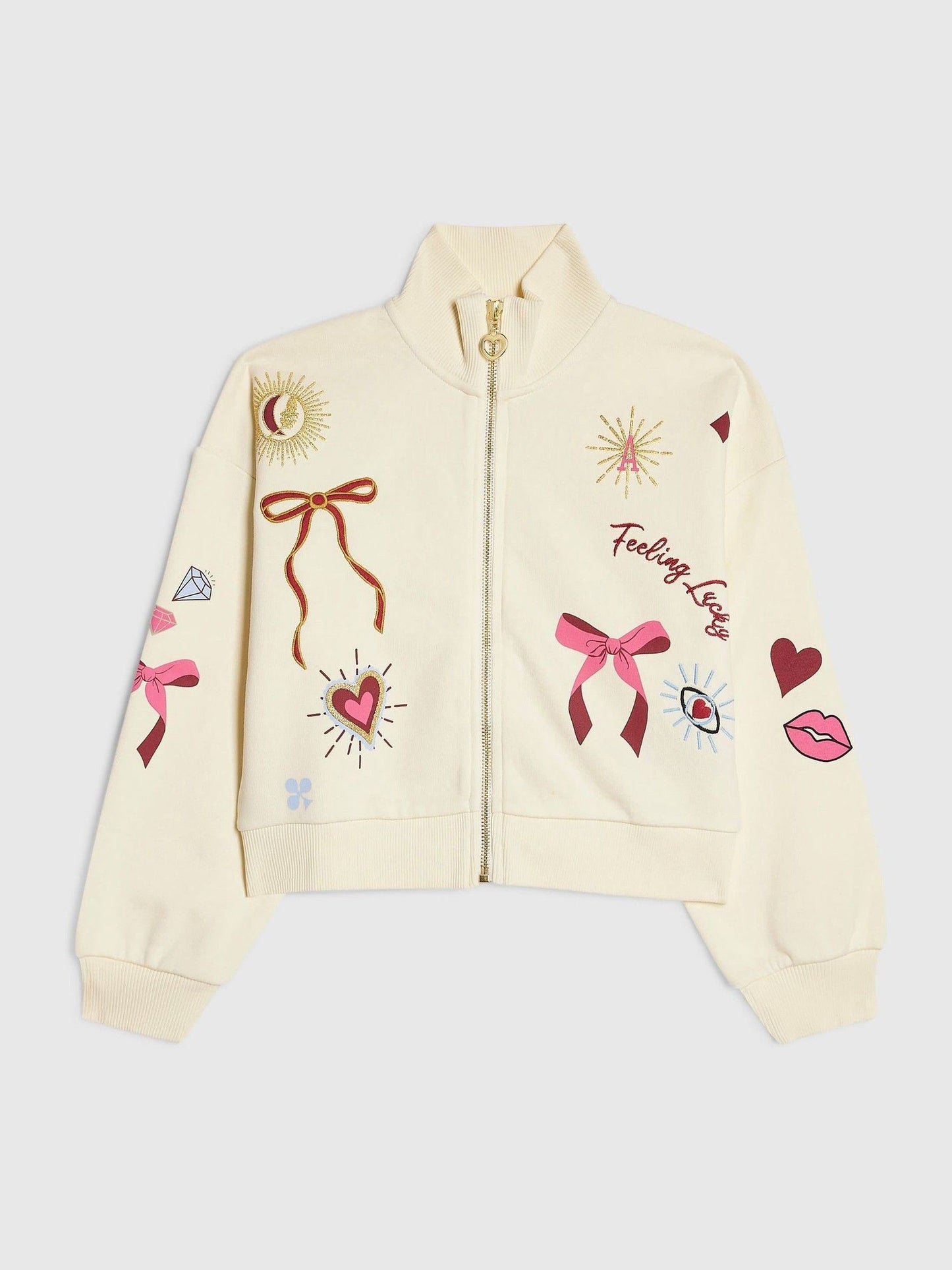 Dsiney Kidz - River Island Cream Icon Zip Through Sweatshirt image 1