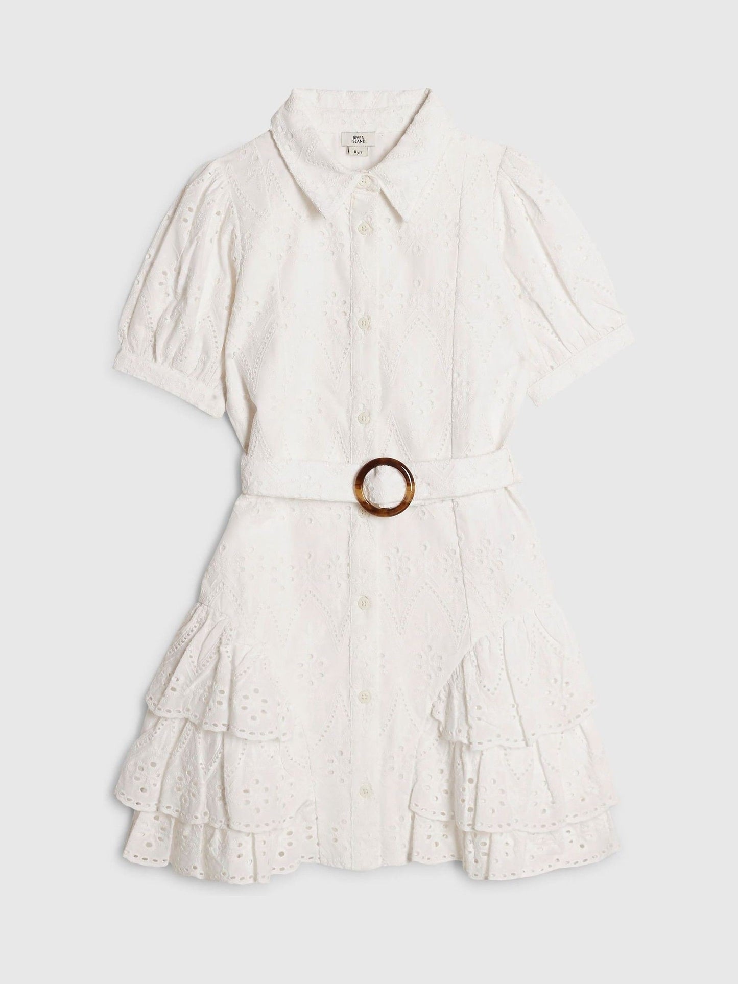 River Island White Floral Broidery Dress image 1