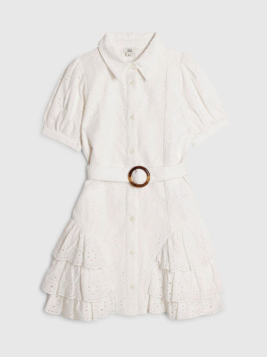 River Island White Floral Broidery Dress image 1