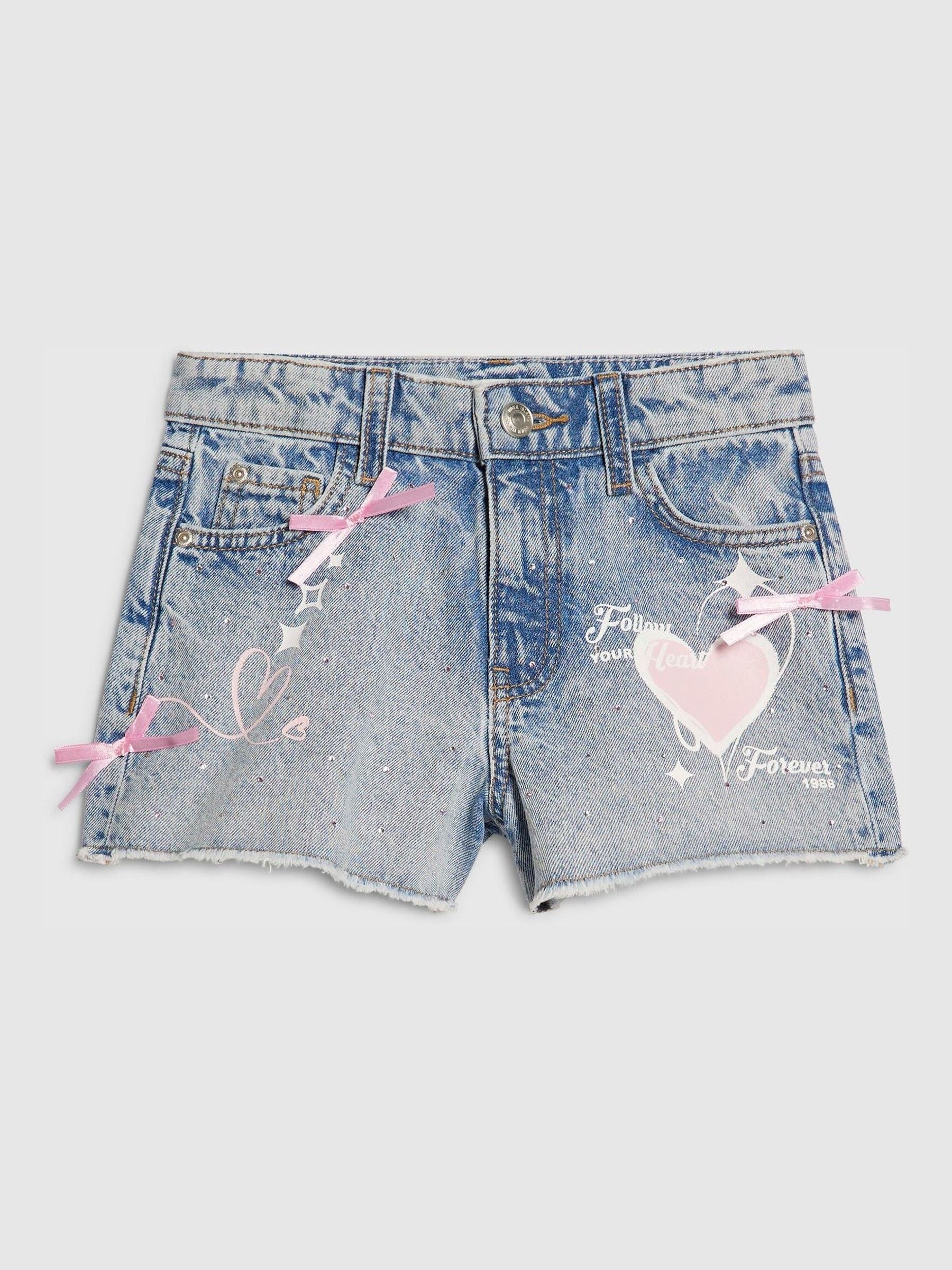Dsiney Kidz - River Island Blue Pretty Graffiti Denim Shorts image 1