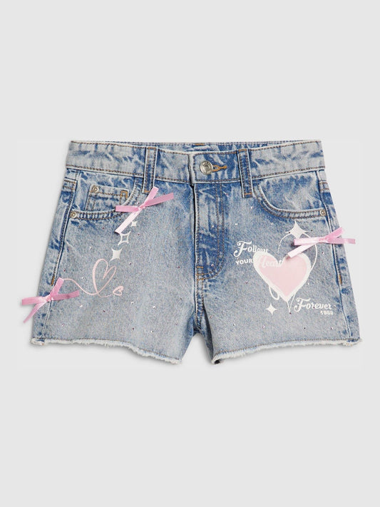Dsiney Kidz - River Island Blue Pretty Graffiti Denim Shorts image 1