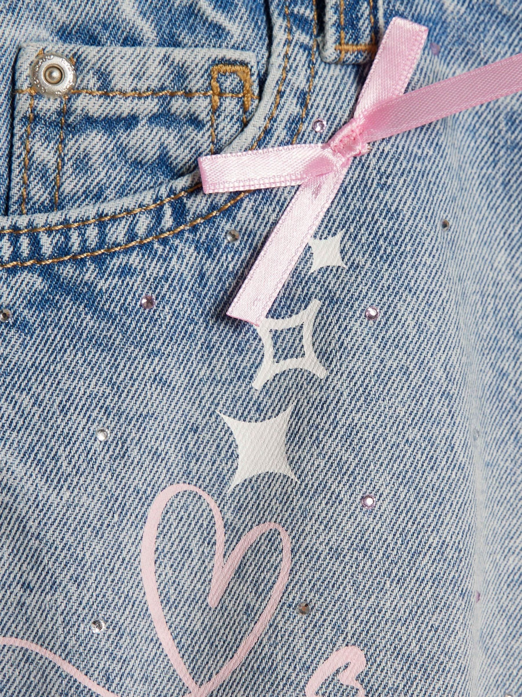 Dsiney Kidz - River Island Blue Pretty Graffiti Denim Shorts image 3