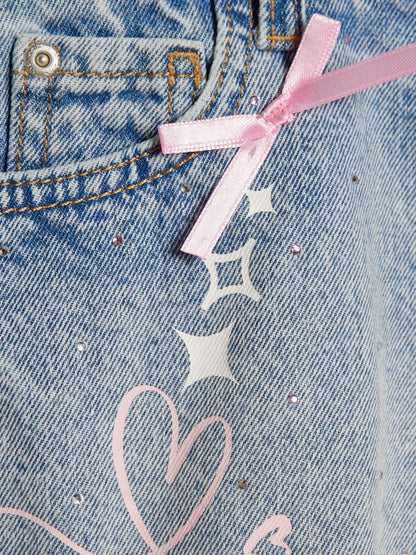 Dsiney Kidz - River Island Blue Pretty Graffiti Denim Shorts image 3