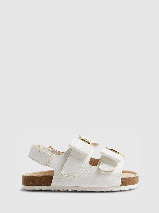 River Island White Bow Woven Footbeds Sandals image 1
