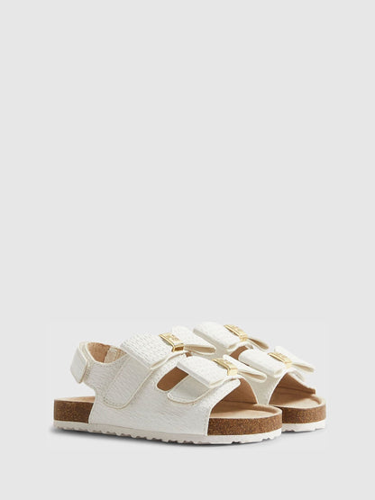 River Island White Bow Woven Footbeds Sandals image 2