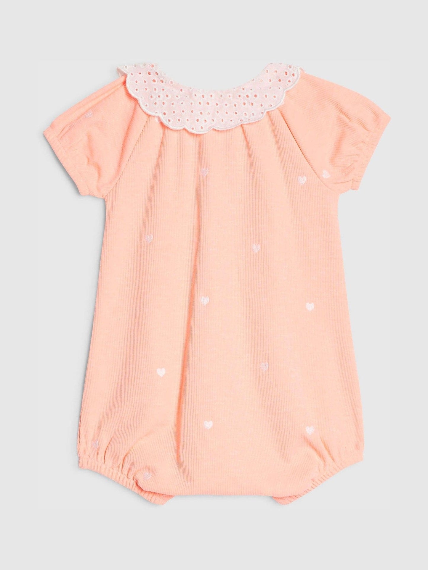 River Island Coral Pink Heart Print Collared Romper image 2