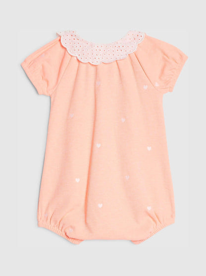 River Island Coral Pink Heart Print Collared Romper image 2