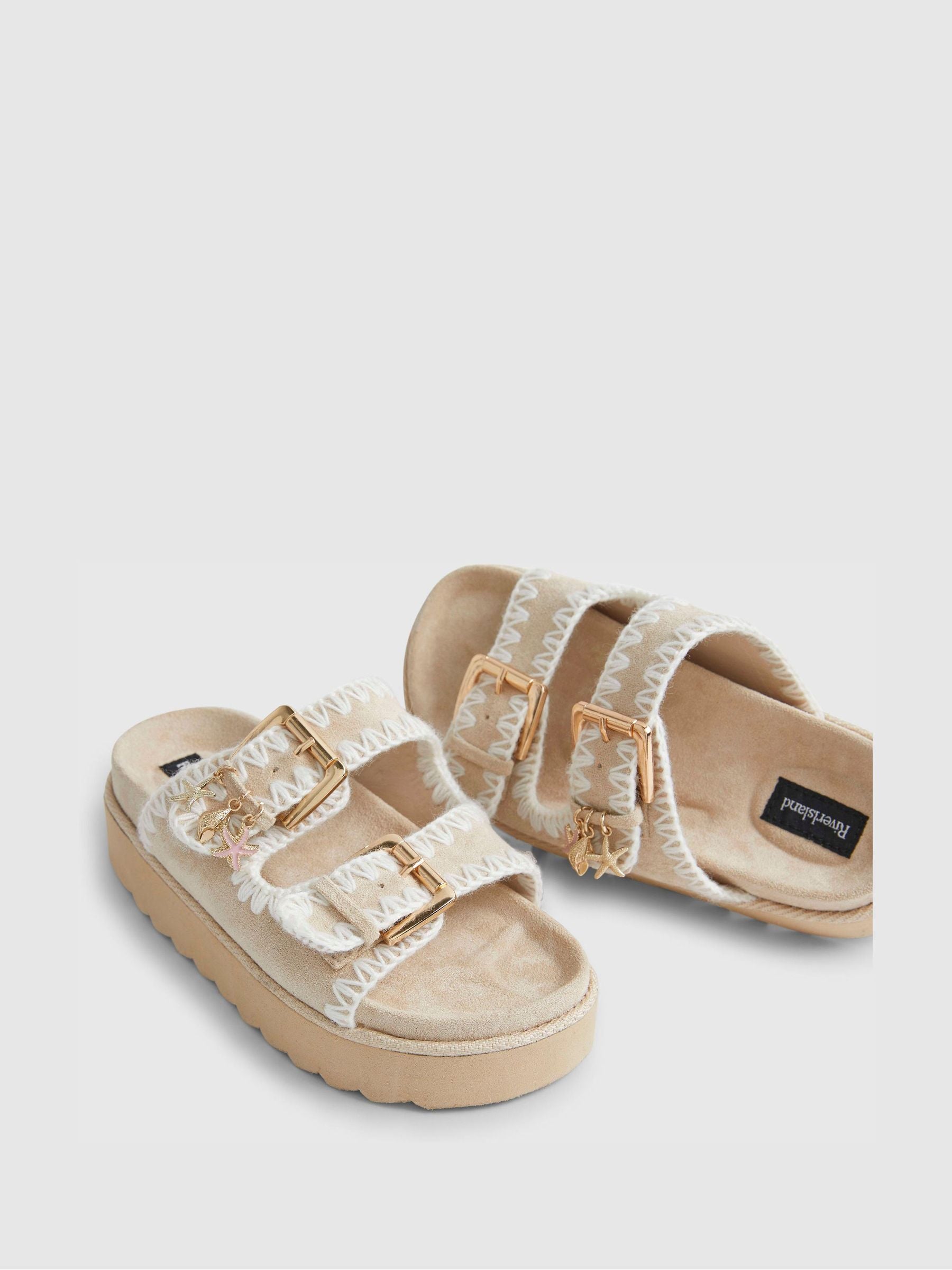 River Island Brown Whipstitch Sandals image 3