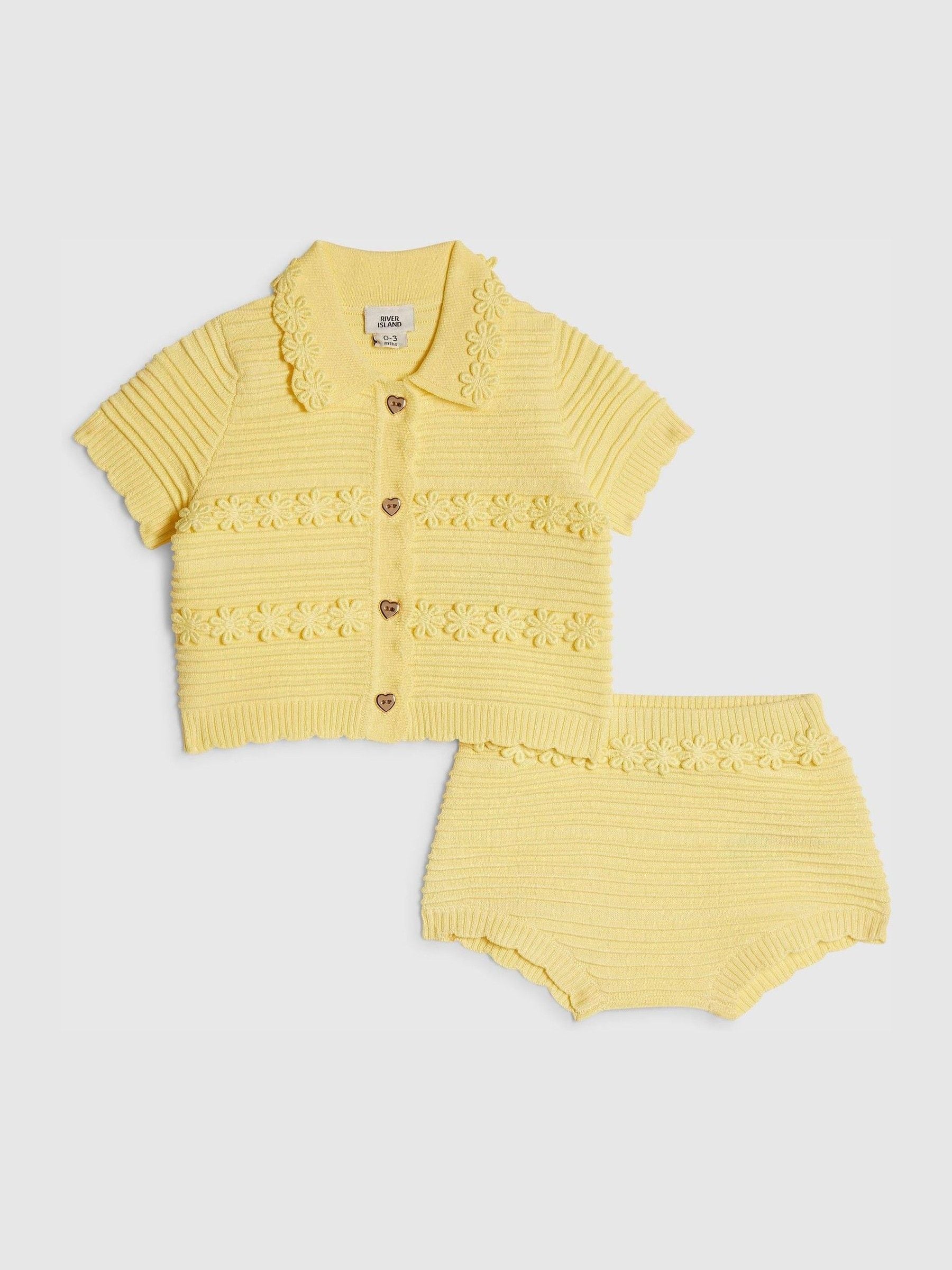 River Island Yellow Daisy Cardigan & Short Set image 1