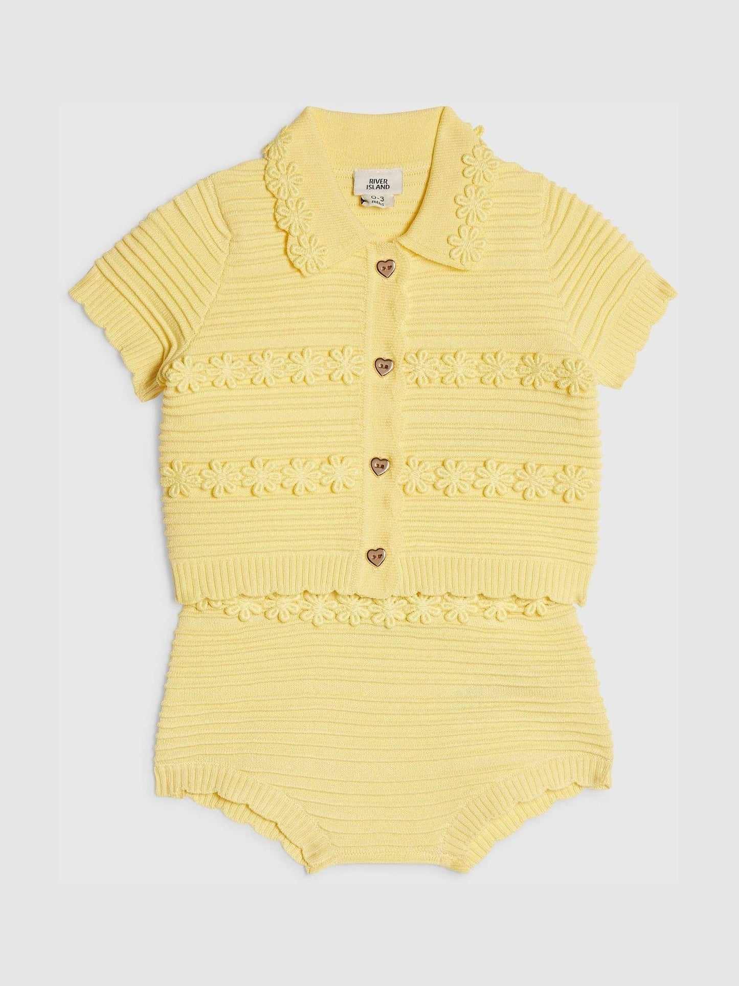 River Island Yellow Daisy Cardigan & Short Set image 3