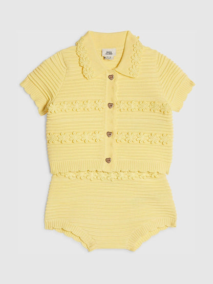 River Island Yellow Daisy Cardigan & Short Set image 3