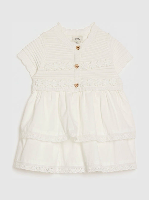 Dsiney Kidz - River Island White Knitted Broidery Dress image 1