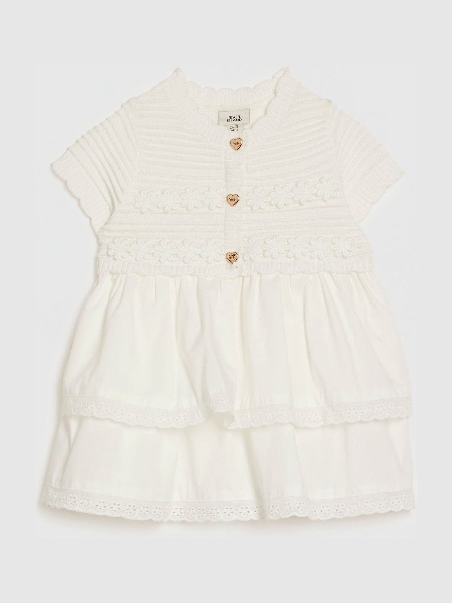 River Island White Knitted Broidery Dress image 1
