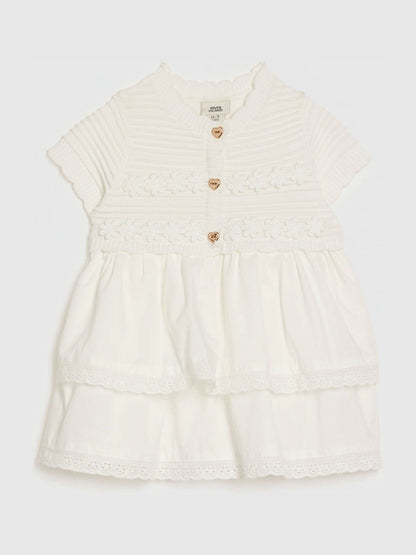 River Island White Knitted Broidery Dress image 1