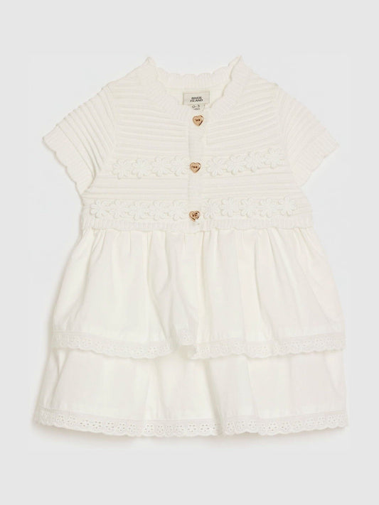 River Island White Knitted Broidery Dress image 1