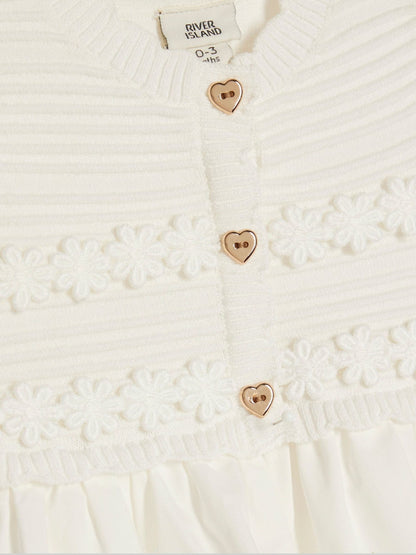 River Island White Knitted Broidery Dress image 4