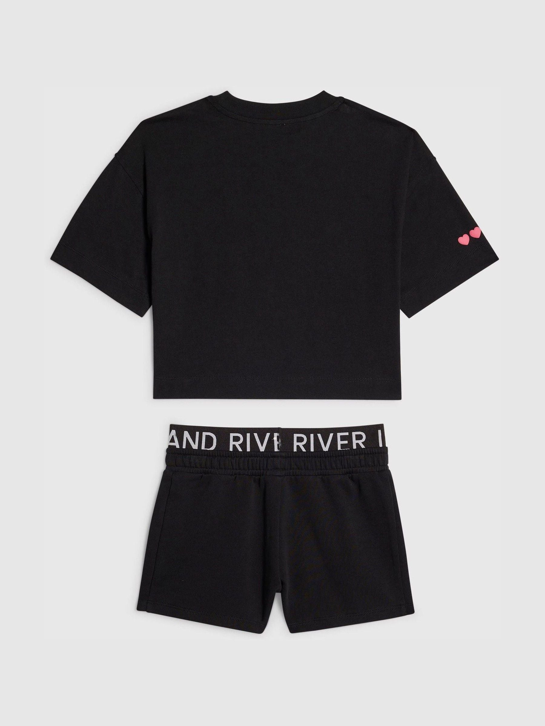 Dsiney Kidz - River Island Black T-Shirt & Runner Shorts Set image 2