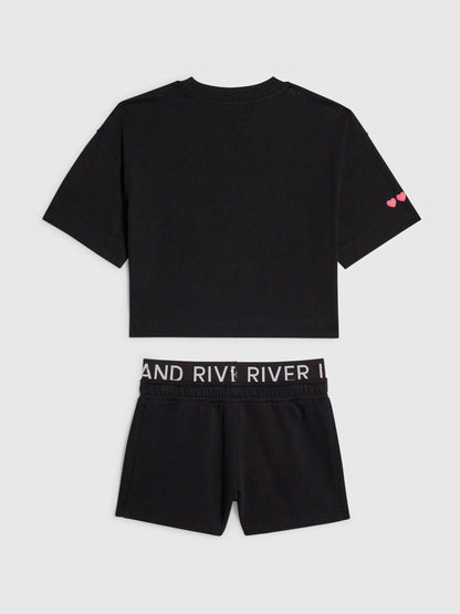 Dsiney Kidz - River Island Black T-Shirt & Runner Shorts Set image 2