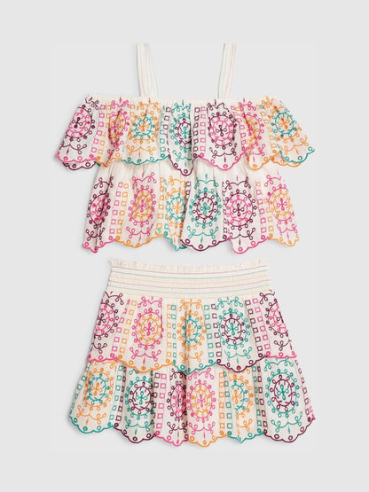 Dsiney Kidz - River Island Cream Embroidered Top & Rara Skirt Set image 2