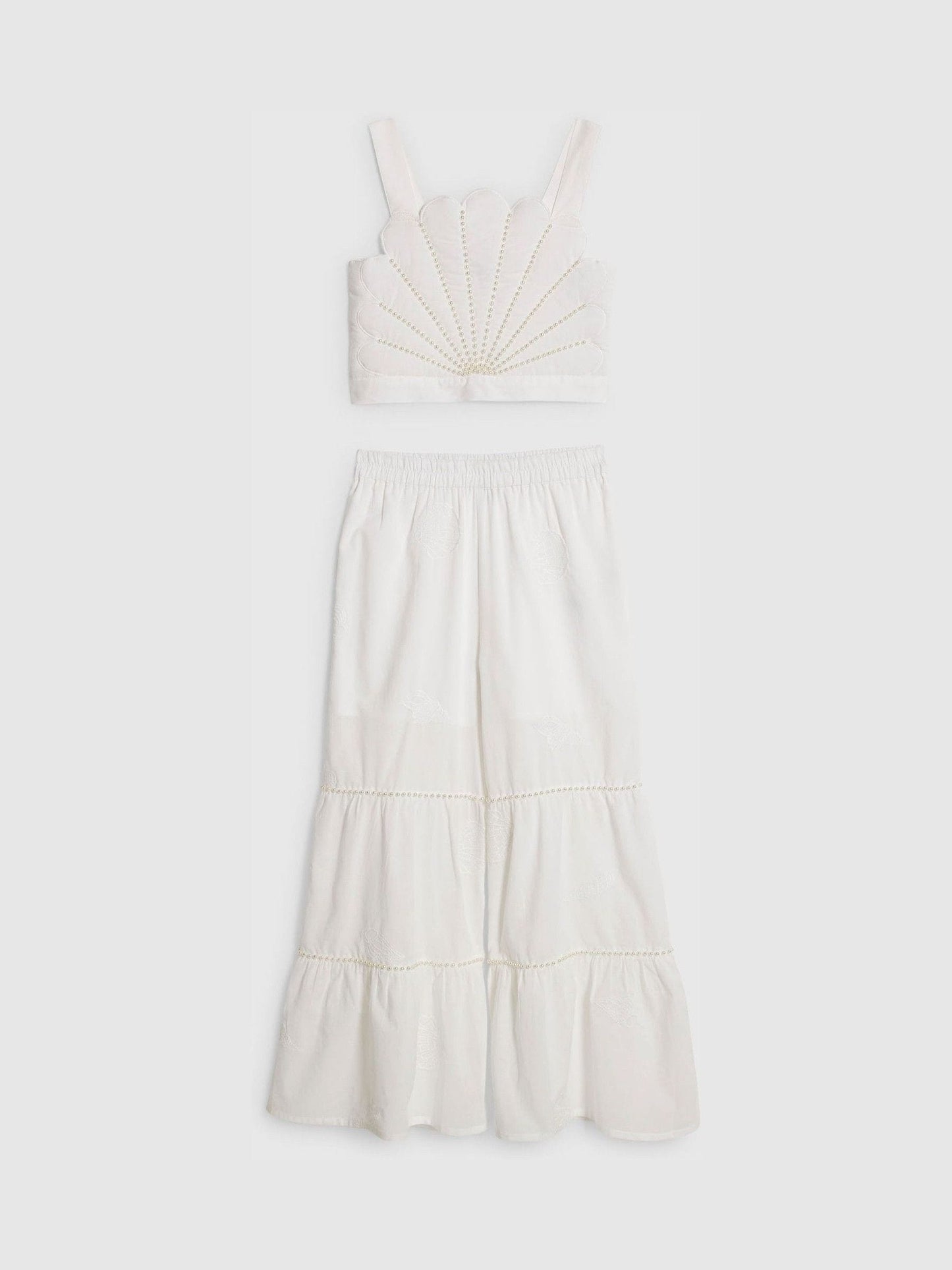 Dsiney Kidz - River Island White Pearl Shell Top & Trousers Set image 1