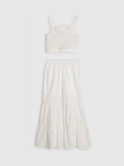 Dsiney Kidz - River Island White Pearl Shell Top & Trousers Set image 1