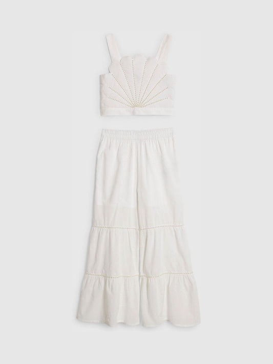 Dsiney Kidz - River Island White Pearl Shell Top & Trousers Set image 1